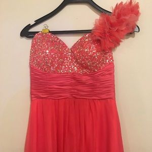 Full length, prom, pageant, formal gown.